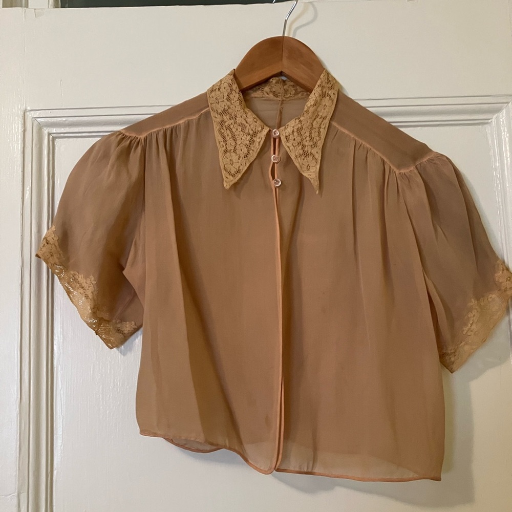 Vintage chiffon and lace top